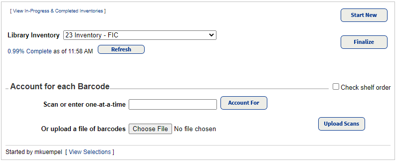 Library Inventory page.