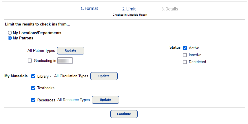 Checked In Materials Report
